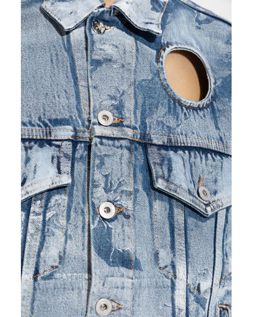 Off-White c/o Virgil Abloh Blue Cut-Out Long-Sleeved Denim Jacket