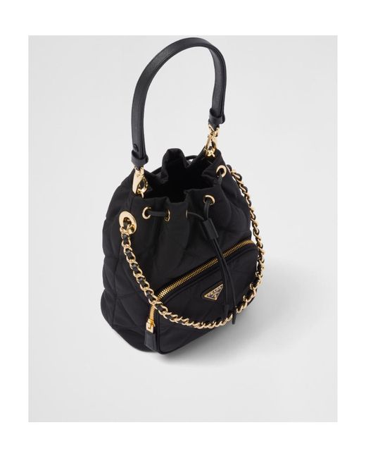 Prada Black Quilted Chain-Linked Bucket Bag