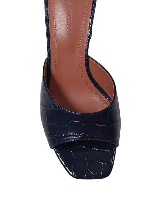 AMINA MUADDI Blue Square-Toed High-Heeled Sandals