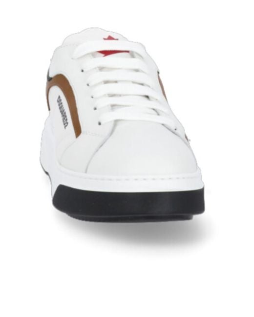 DSquared² White Logo Printed Lace-Up Sneakers for men