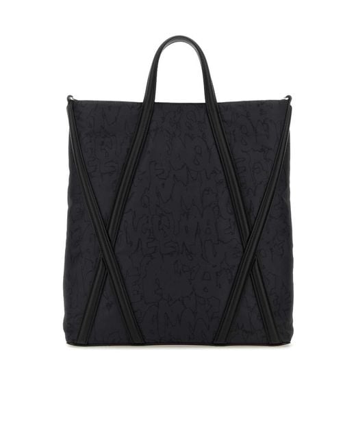 McQueen Black Logo Detailed Top Handle Bag for men