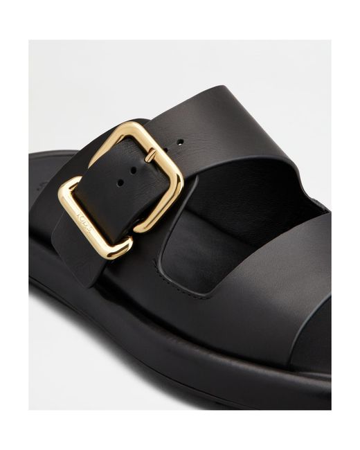 Tod's Black Double-Strap Slides