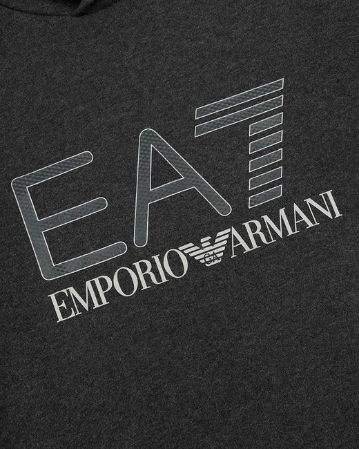 EA7 Black Logo Hooded Sweater for men