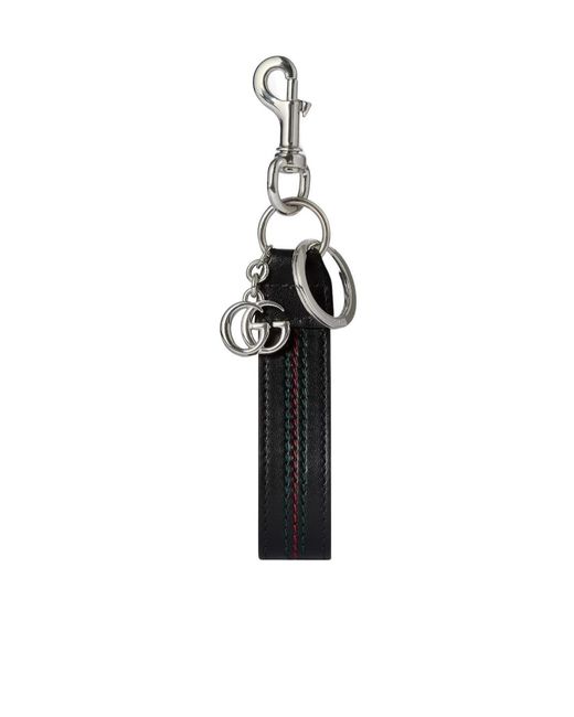 Gucci White Double G Keychain With Web Detail for men