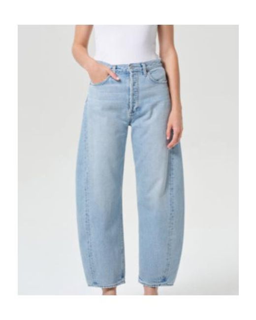 Agolde Blue Barrel Leg Faded Wash Jeans