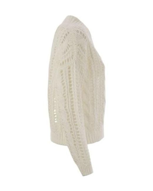 Brunello Cucinelli Natural Cable-Knit Mesh Jumper