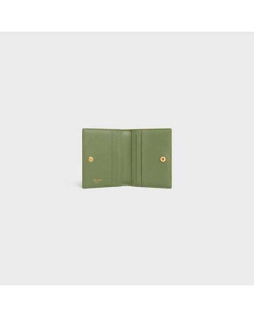 Céline Green Bi-Fold Card Holder Triomphe