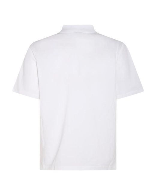 Lanvin White Short-Sleeved Straight Hem Polo Shirt for men
