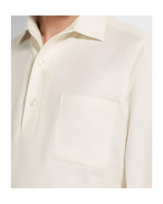 Zegna White Chest-Pocket Polo Shirt for men