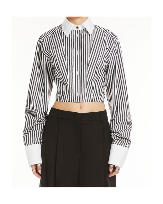 Sportmax Multicolor Striped Poplin Cropped Shirt
