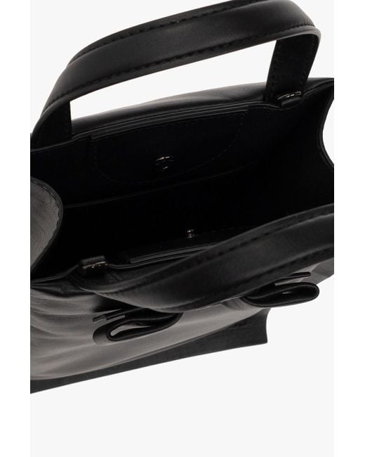 Ferragamo Black Buckle-Detail Leather Tote Bag