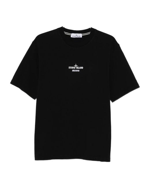 Stone Island Black Logo-Printed Crew-Neck T-Shirt for men