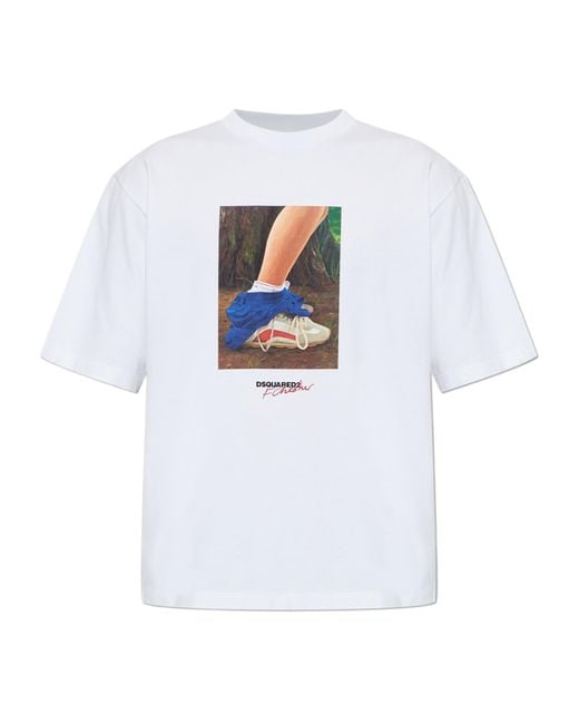 DSquared² White X Felix Chesher Loose Fit T-Shirt for men