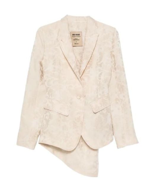 Uma Wang Natural Kylie's Asymmetrical Suit Jacket