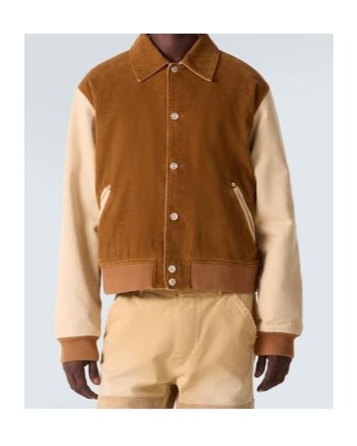 Wales Bonner Brown Homecoming Cotton Corduroy Varsity Jacket for men