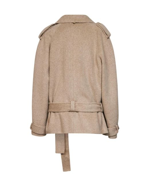 GIUSEPPE DI MORABITO Natural Draped Belted Peacoat
