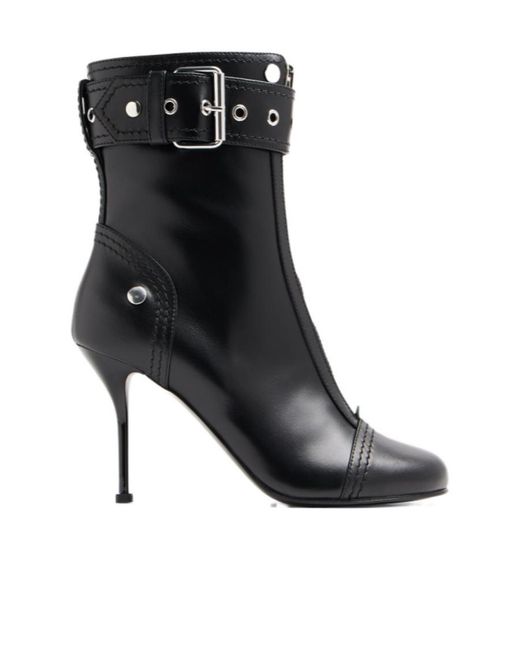 McQueen Black Heeled Ankle Boots