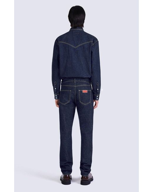 KENZO Blue Low-Rise Slim-Fit Jeans for men