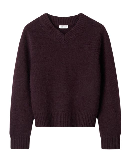 Soft Goat Purple Chunky V-Neck Sweater