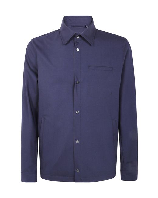 Herno Blue Button-Down Wool Shirt for men