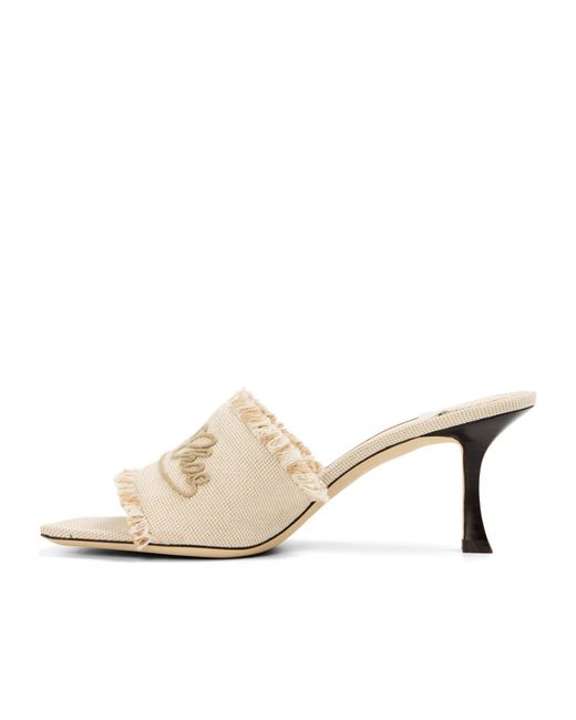 Jimmy Choo Natural Solid Color Heeled Mules