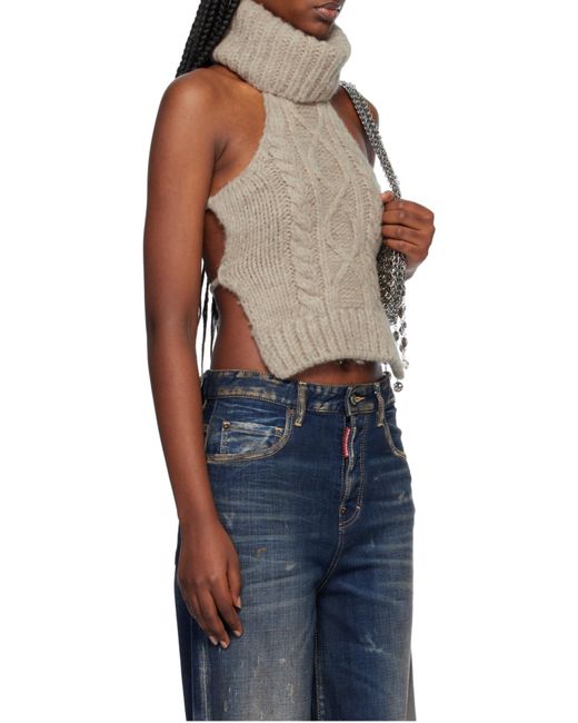 DSquared² Natural Roll-Neck Knitted Top