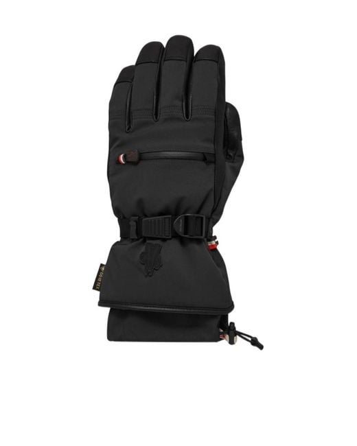 Moncler Black Grenoble Logo Patch Panelled Gloves for men