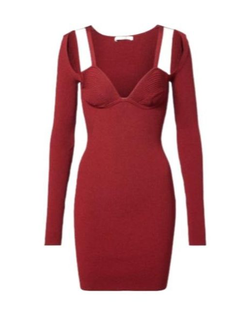 Nensi Dojaka Red Cutout Knitted Minidress