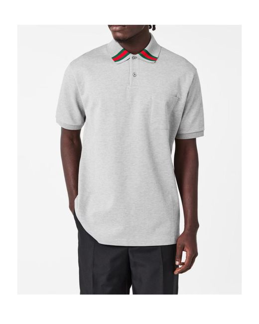 Gucci Gray Web Polo Sn62 for men