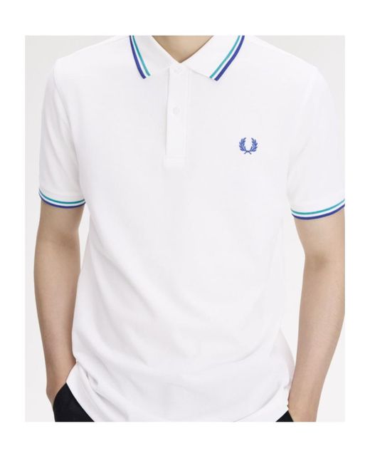 Fred Perry White Twin Tipped Polo Shirt for men