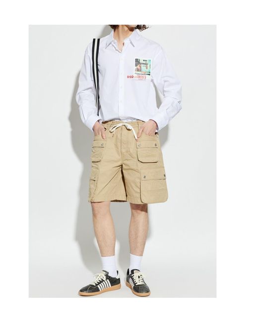 DSquared² Natural Multi-Pocket Cargo Shorts for men