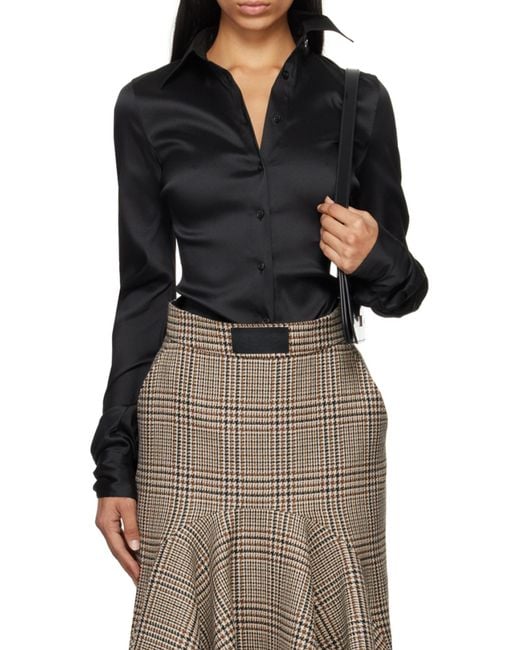 Acne Black Asymmetrical Button-Down Shirt