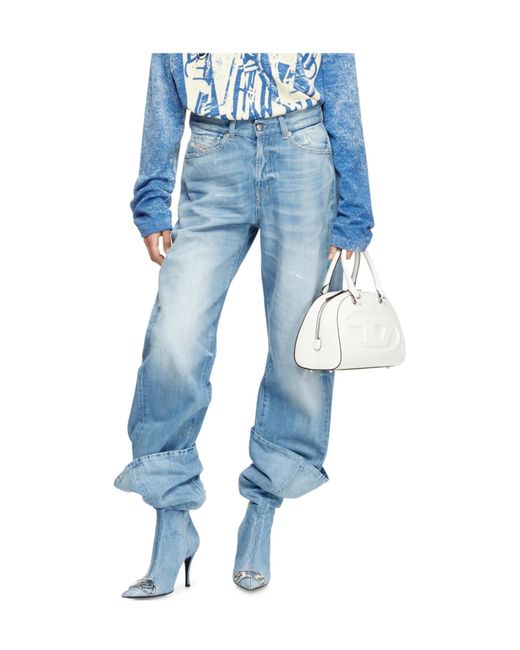 DIESEL Blue D-Ellz Distressed Light-Wash Jeans
