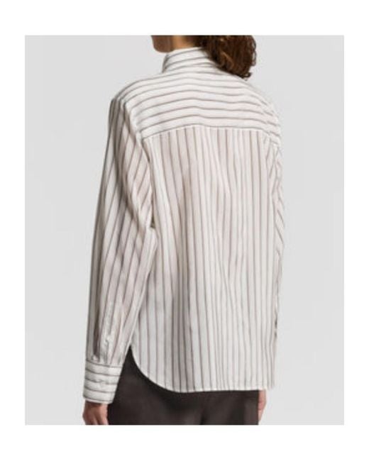 Peserico Gray Long Sleeve Striped Buttoned Shirt