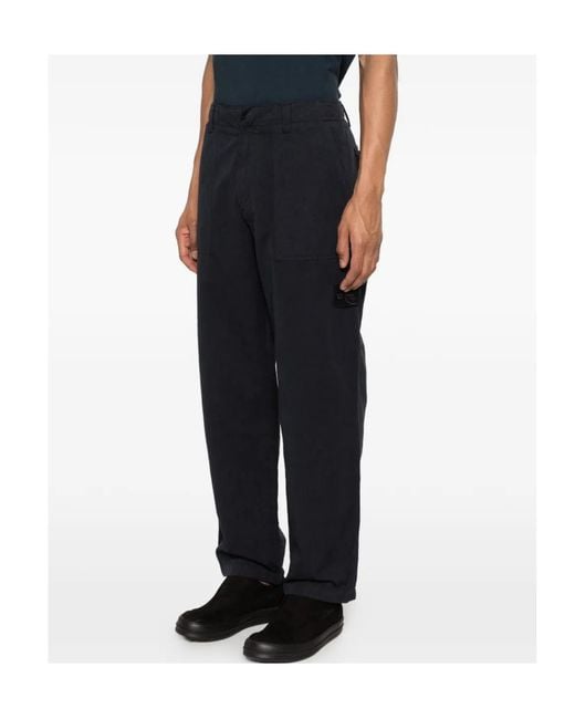 Stone Island Black Logo Patch Straight-Leg Cargo Trousers for men