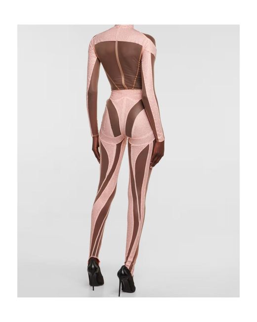 Mugler Pink Paneled Bodysuit