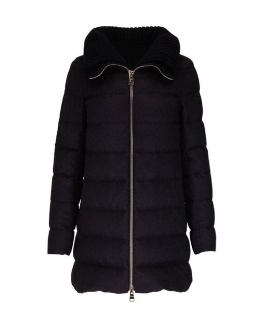 Herno Black Logo Long-Sleeved Down Jacket