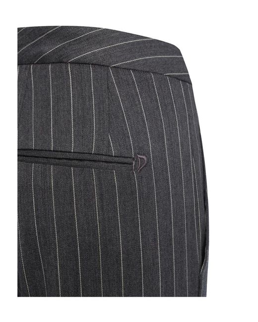 Dondup Gray Pinstriped Casual Trousers
