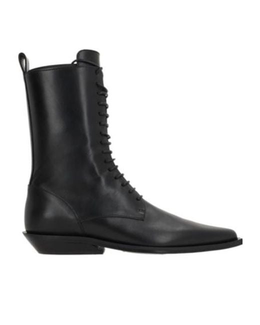 Ann Demeulemeester Black Pointed Lace-Up Boots
