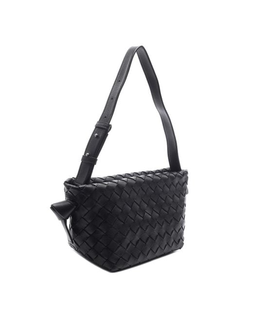 Bottega Veneta Black Intrecciato Woven Crossbody Bag