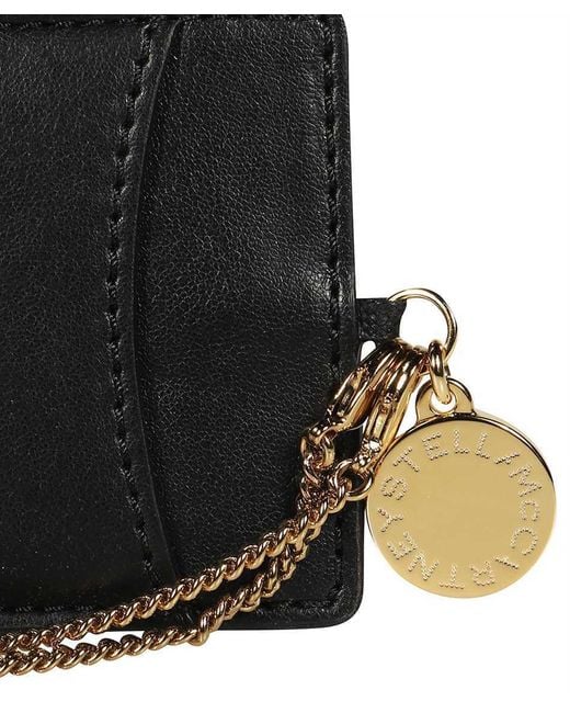 Stella McCartney Black Logo-Charm Chain Wallet