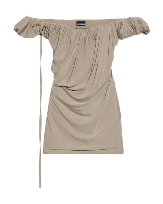 Jacquemus Natural La Robe Ciceri Draped Minidress