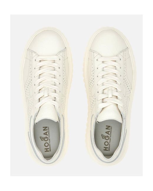 Hogan White Logo-Perforated Chunky Sneakers