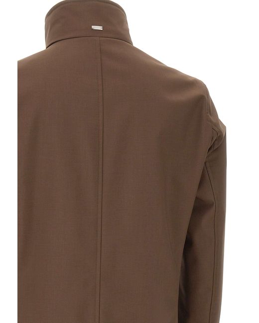 Herno Brown Stand-Collar Parka for men
