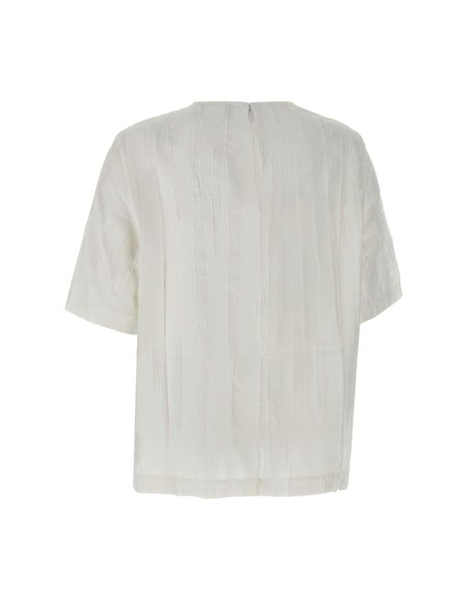 Loulou de Saison White Toba Textured Short-Sleeve Top