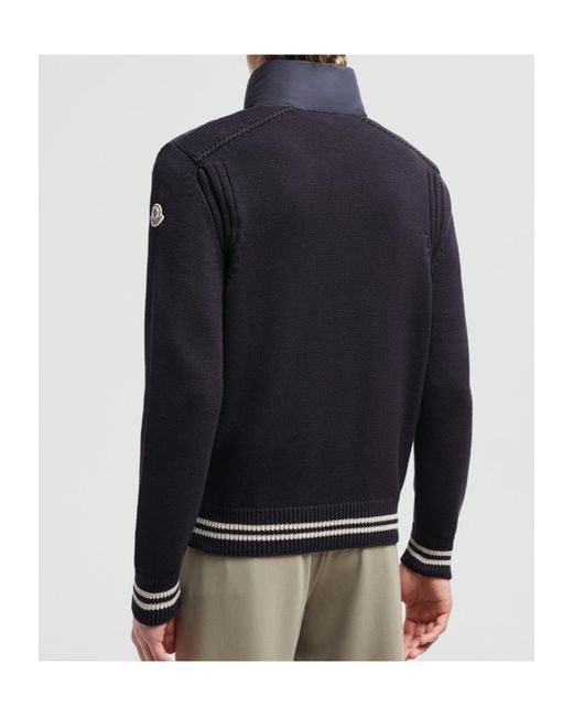 Moncler Blue Logo Patch Padded Cardigan for men