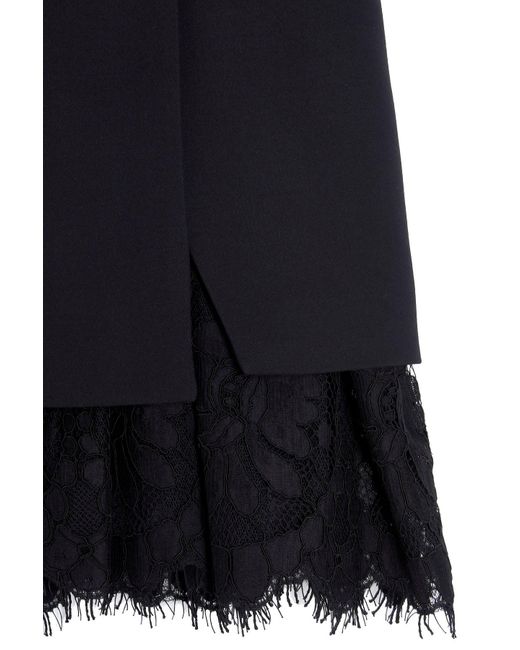 Alexander McQueen Black Lace-Trim A-Line Skirt