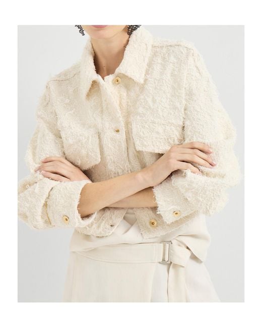 Brunello Cucinelli White Fuzzy Dyed Denim Outerwear Jacket