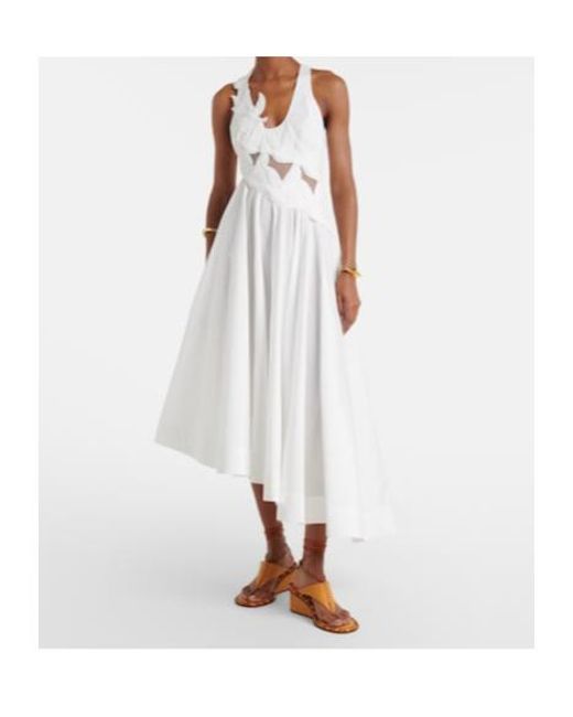 Zimmermann White Luna Patch-Appliqué Cotton Midi Dress