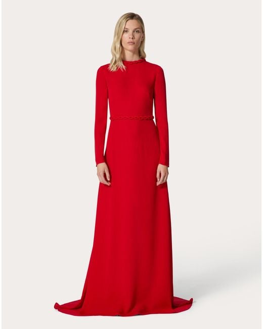 Valentino Red Belted Train Gown